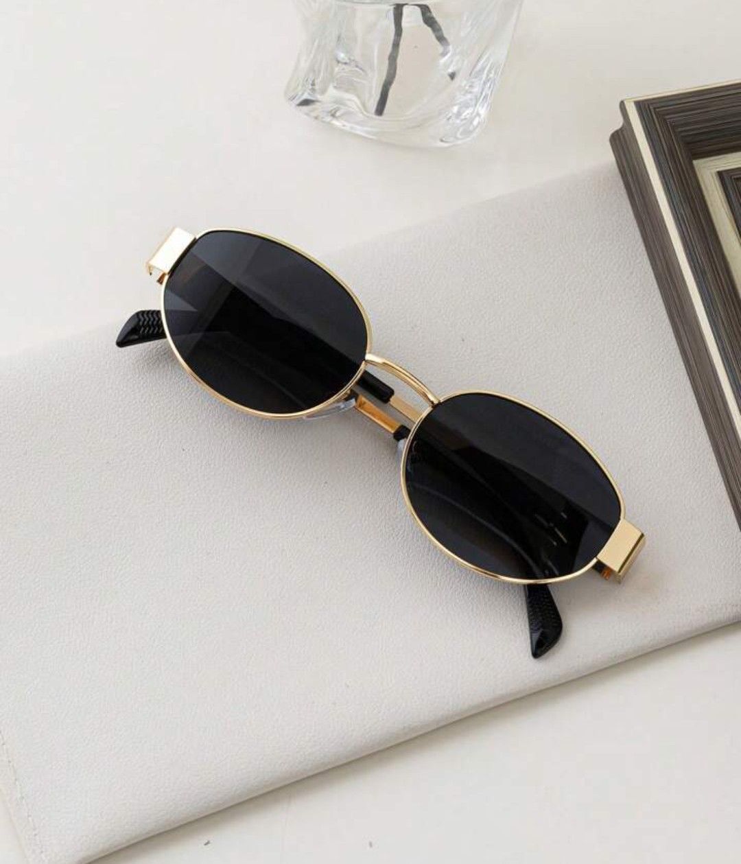 Retro Oval Sunnies - Golden Grey