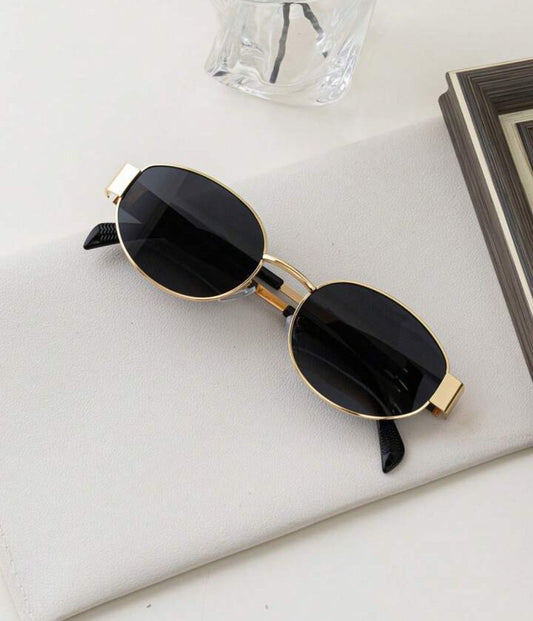 Retro Oval Sunnies - Golden Grey