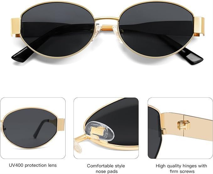 Retro Oval Sunnies - Golden Grey